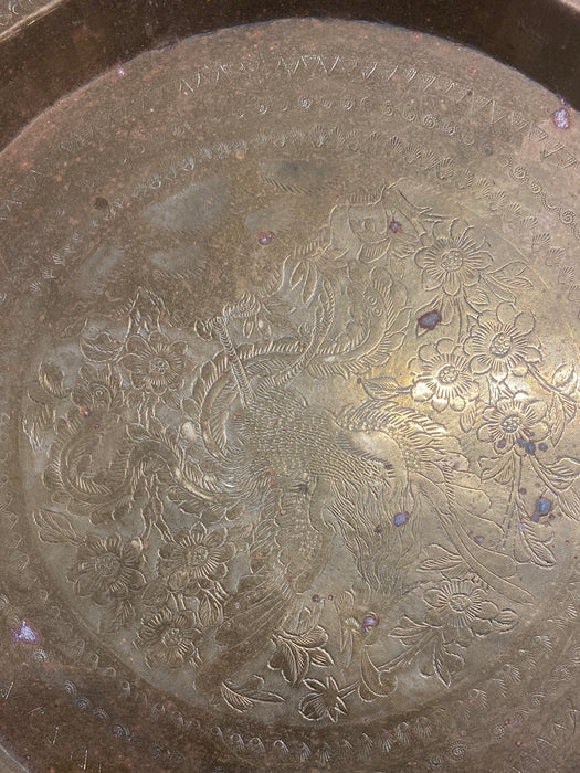 MEDIUM BRASS INCISED INDIAN TRAY