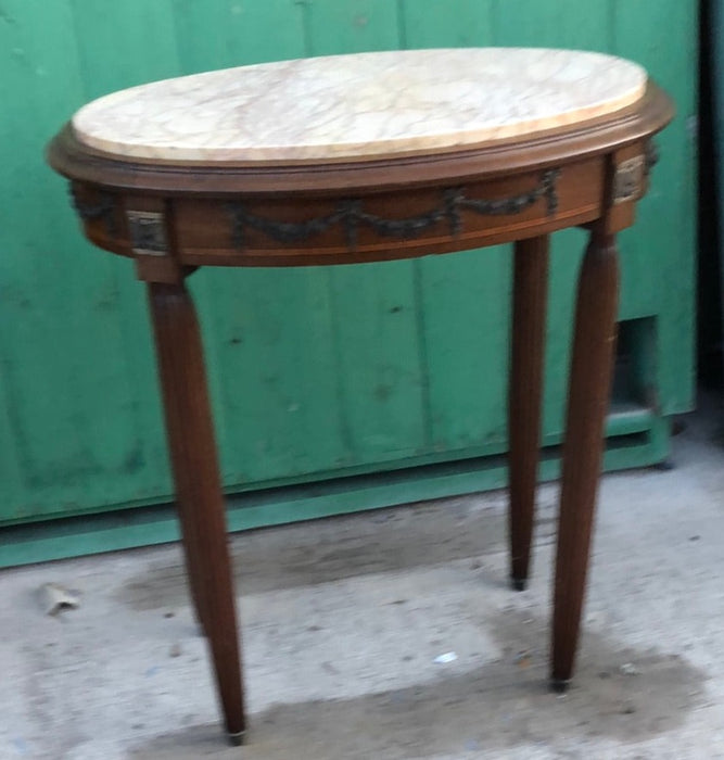 FRENCH DECO MARBLE TOP OCCASIONAL TABLE WITH ORMOLU