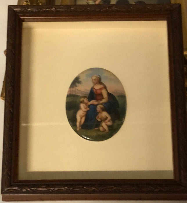 MARY JESUS AND JOHN OVAL PORCELAIN PLAQUE