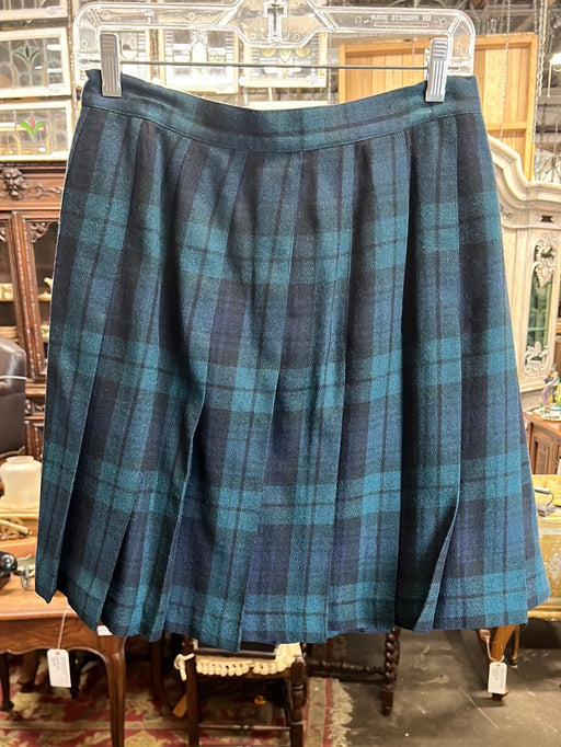 Pleated green 2025 wool skirt