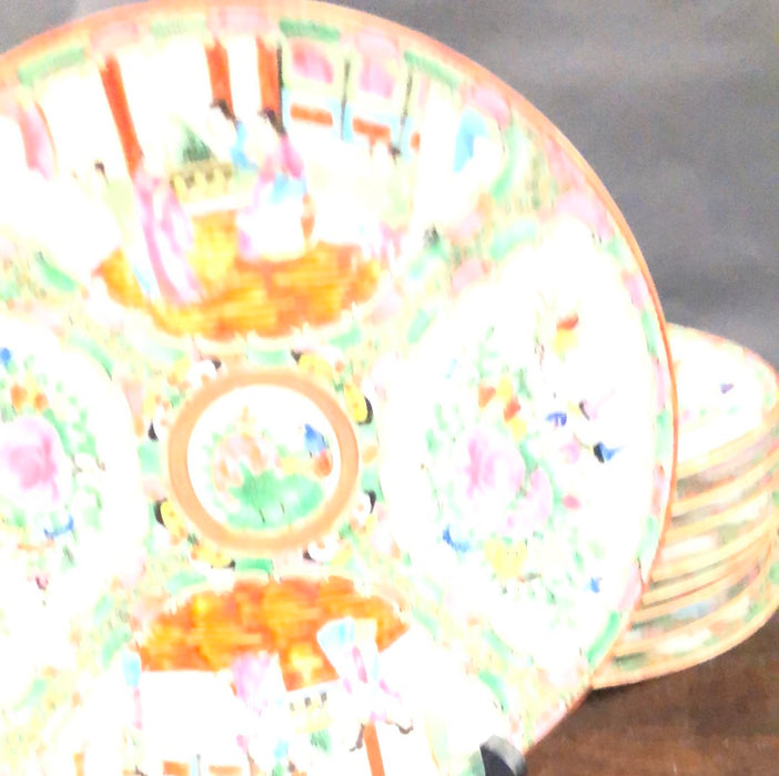 SET OF TWELVE ROSE FAMILLE DINNER PLATES