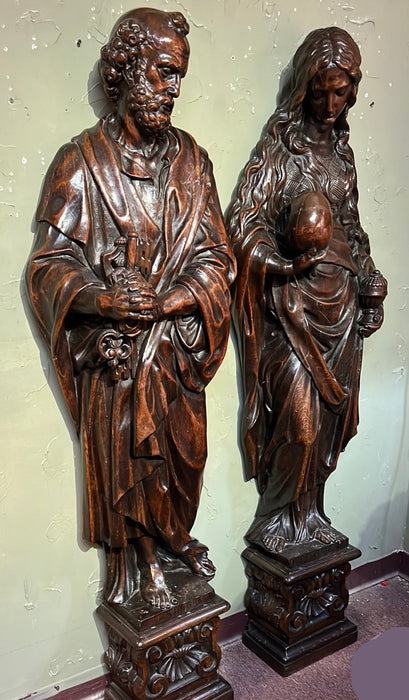 PAIR OF 19TH CENTURY CARVED WOOD SAINT STATUES