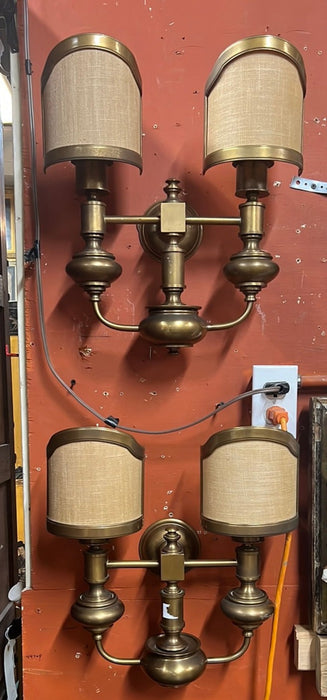 PAIR OF HEAVY BRONZE SCONCES