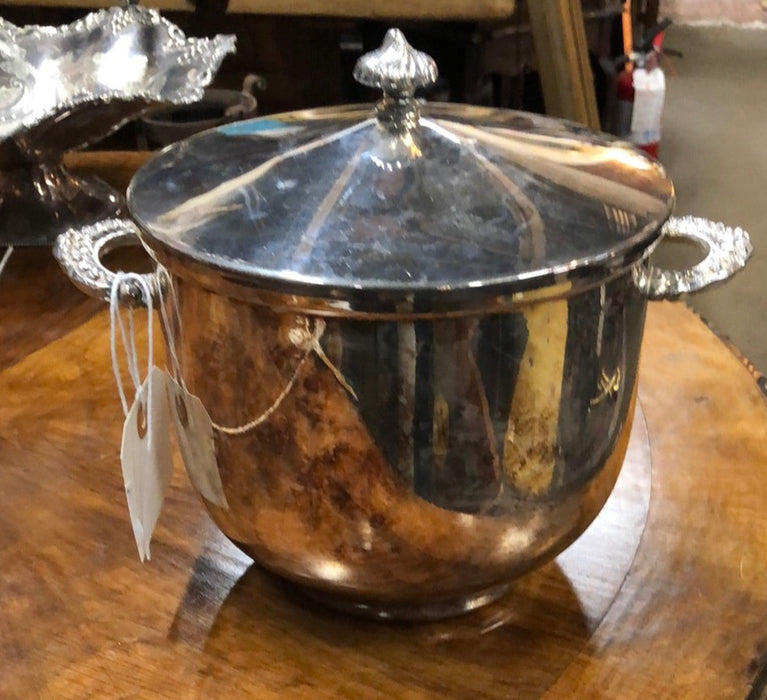 SILVERPLATE ICE BUCKET WITH GLASS LINER