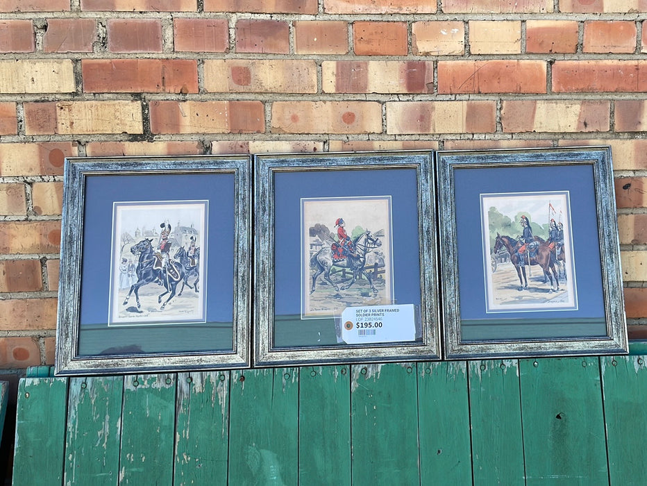 SET OF 3 SILVER FRAMED SOLDIER PRINTS