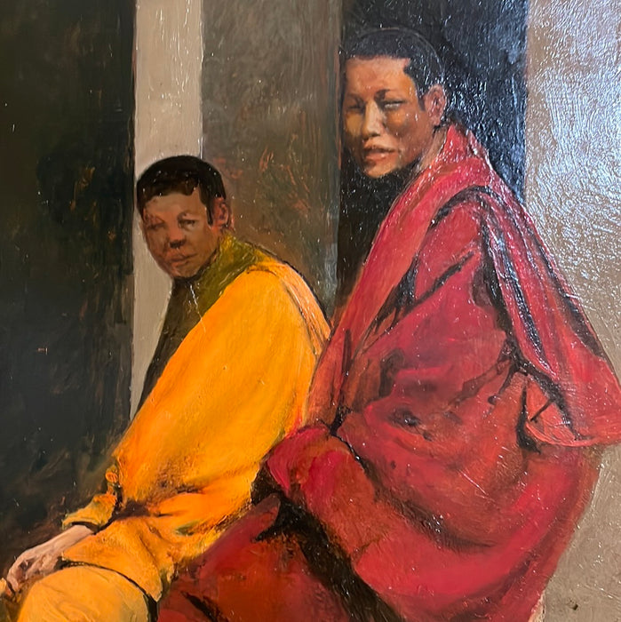 BUDDHIST MONKS OIL PAINTING ON CANVAS