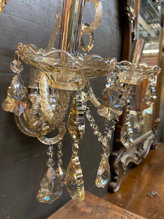 PAIR OF CHAMPAGNE COLOR GLASS ARM SCONCES