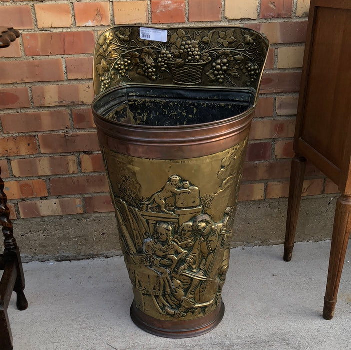 BRASS AND COPPER EMBOSSED UMBRELLA OR STICK STAND