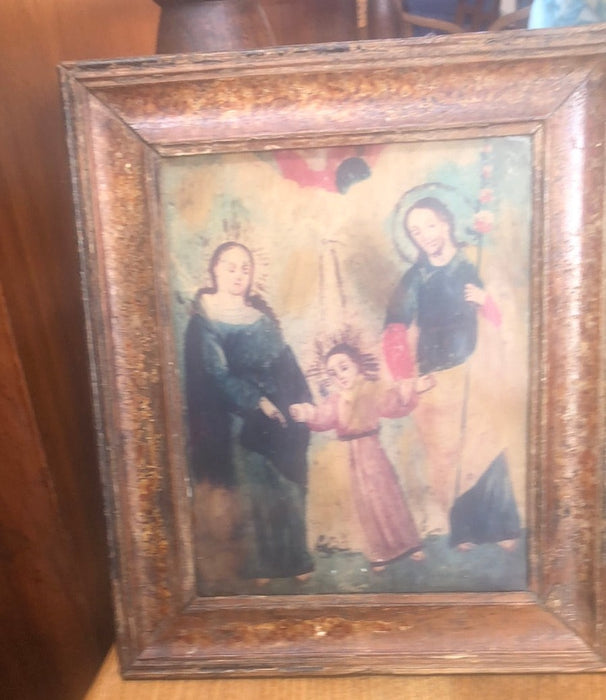 OIL PRINT ON BOARD OF HOLY FAMILY