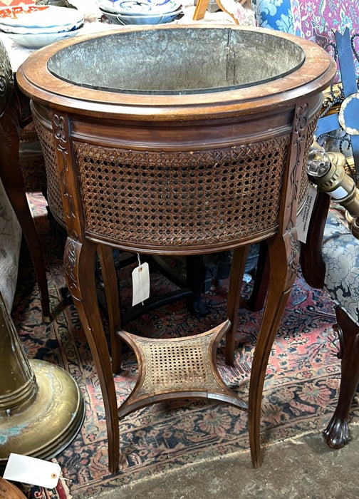 ROUND CANED ZINC LINED PLANTER
