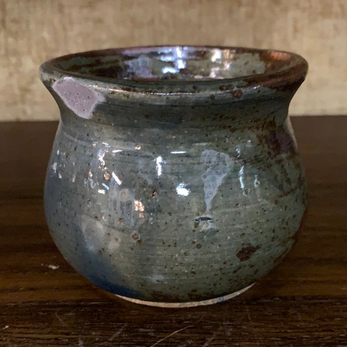 AS IS SMALL GREEN GLAZED POTTERY VESSEL - CHIP