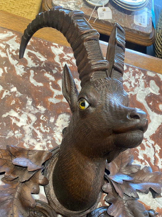 PIERCE CARVED BLACK FOREST ROEBUCK ANTELOPE HAT RACK