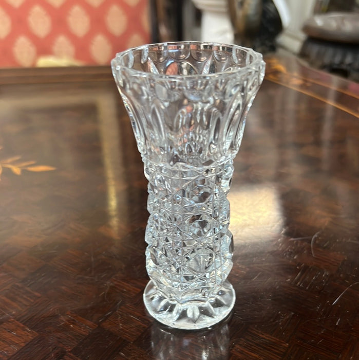 SMALL SLENDER PRESSED GLASS VASE