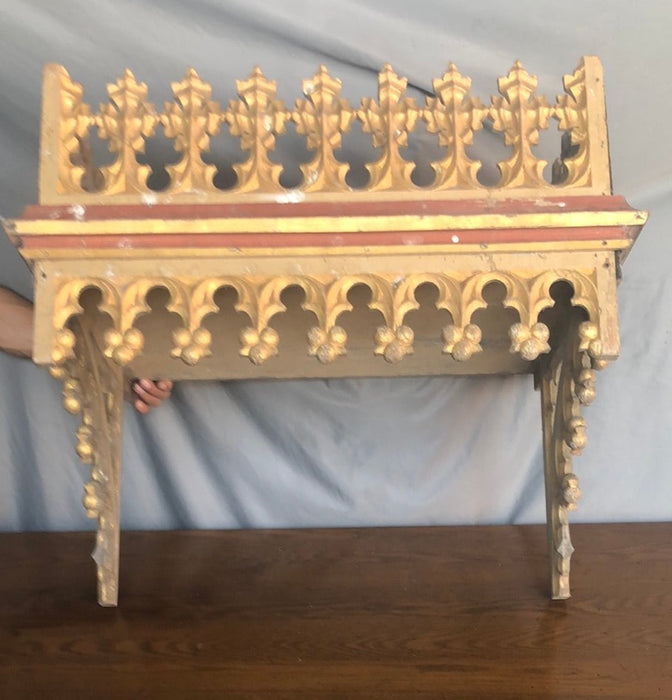 ORNATE GILT GOTHIC CARVED WOOD SCONCE SHELF