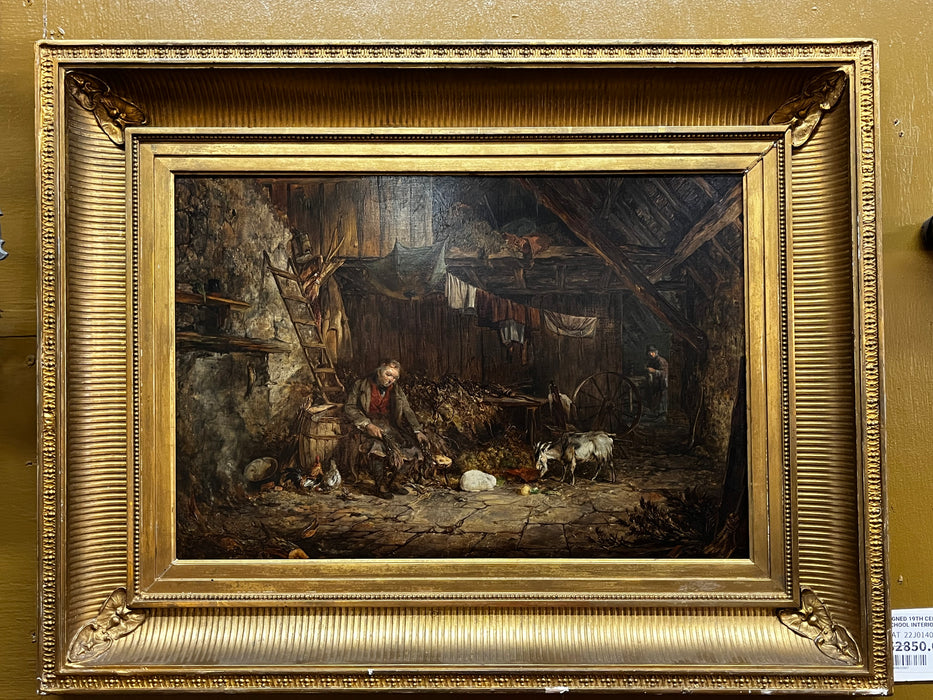 SIGNED 19TH CENTURY GERMAN SCHOOL INTERIOR OF BARNON PANEL