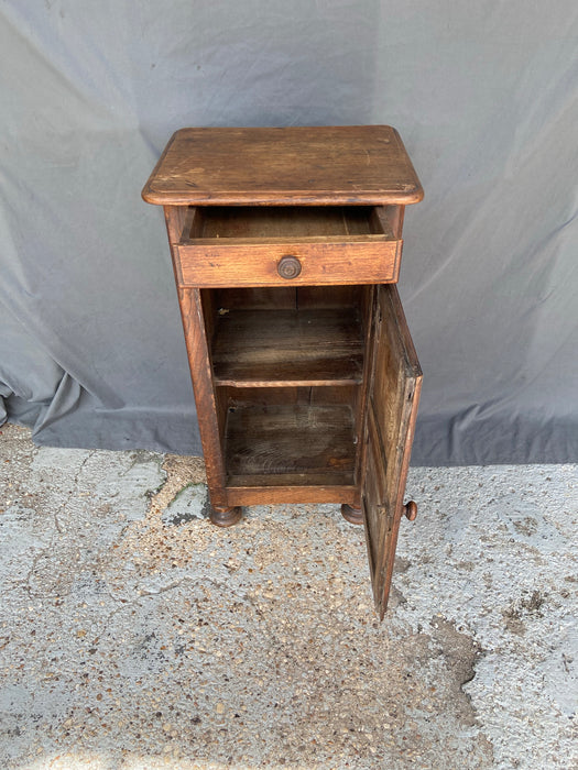 EARLY FIGURAL CARVED OAK SIDE CABINET