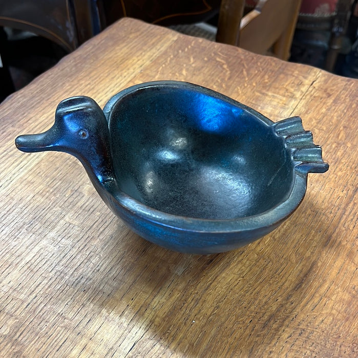 ITALIAN GLAZED POTTERY DUCK SHAPED ASHTRAY