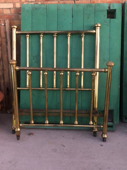 PAIR OF HIGHBACK BRASS TWIN BEDS