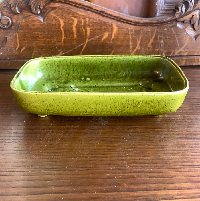 LOW GREEN GLAZED POTTERY RECTANGULAR PLANTER
