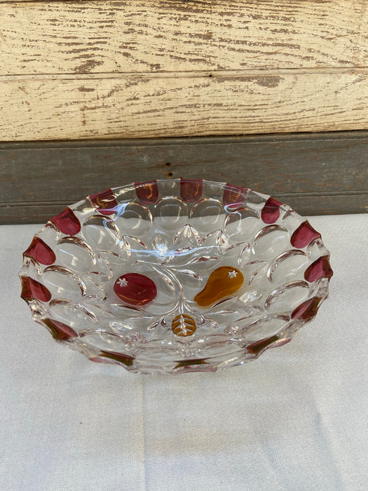 RUBY FLASH PRESSED GLASS COMPOTE - AS FOUND