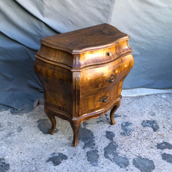 ITALIAN WALNUT INLAID BOMBE SIDE CHEST