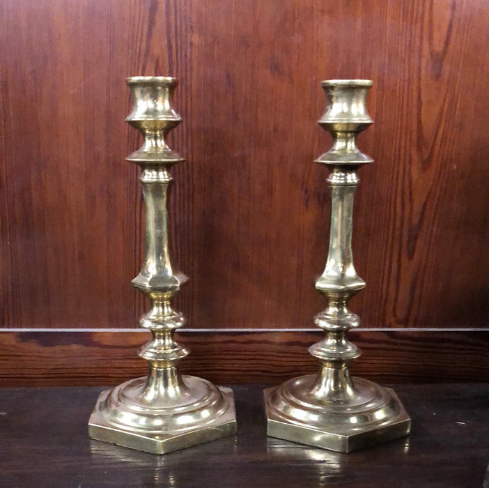 PAIR OF BRASS CANDLESTANDS