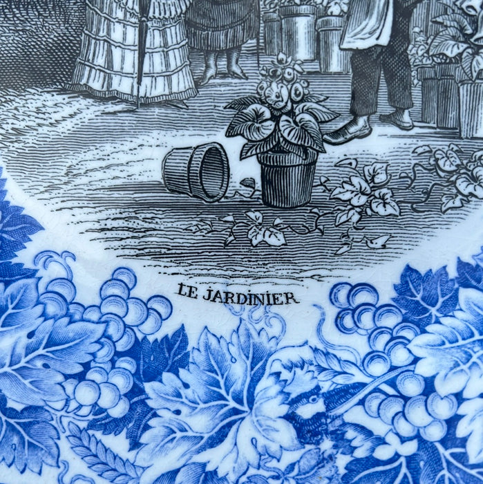 BLUE AND BLACK TRANSFERWARE IRONSTONE PLATE - EACH