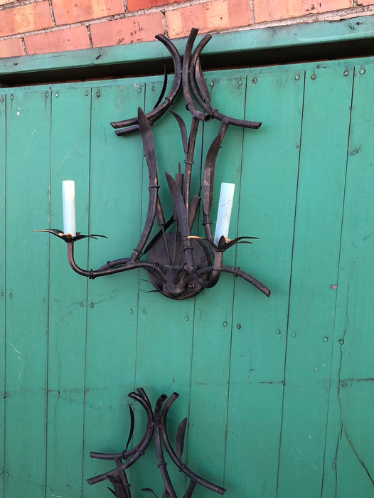 PAIR OF FAUX BAMBOO METAL SCONCES