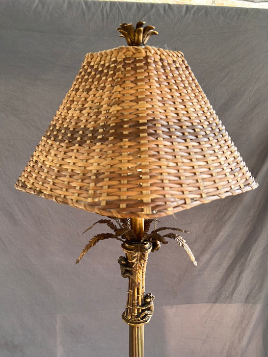 MONKEY FLOOR LAMP WITH WICKER SHADE