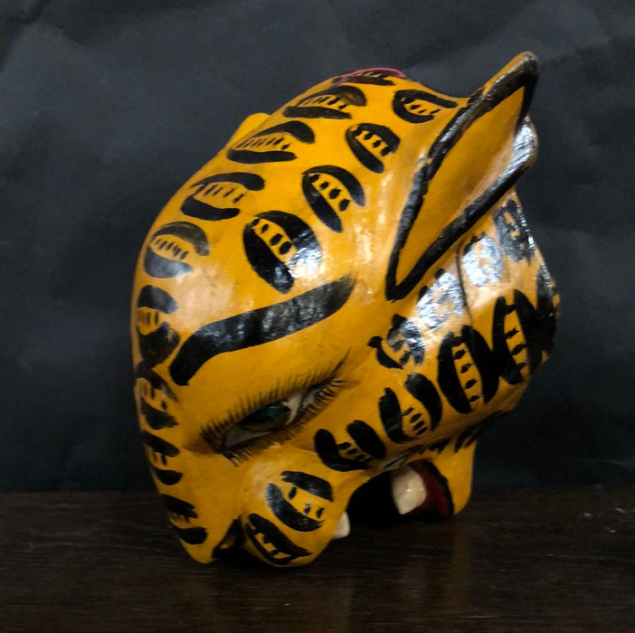 CARVED AND PAINTED WILD CAT HEAD