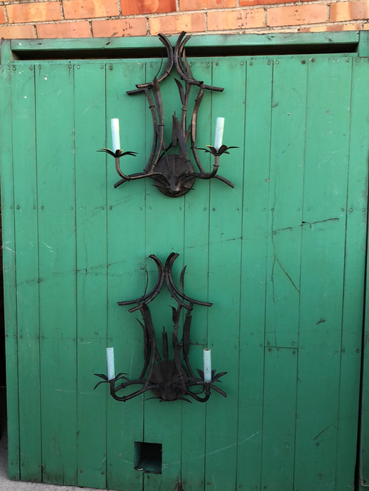 PAIR OF FAUX BAMBOO METAL SCONCES