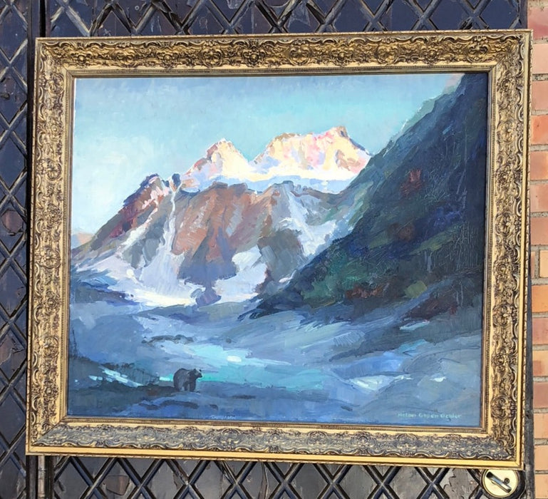 FRAMED OIL PAINTING OF ALASKA MOUNTAINS BY HELEN GAPER OEHLER