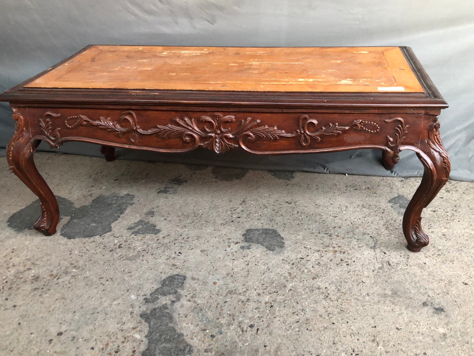 CARVED MAHOGANY COFFEE TABLE BASE - AS IS