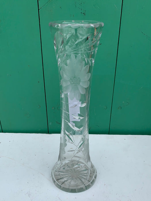 CUT GLASS SLENDER VASE