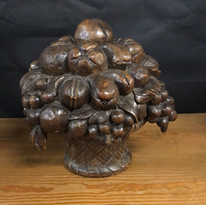 OAK HAND CARVED NEWEL POST FRUIT BASKET FINIAL