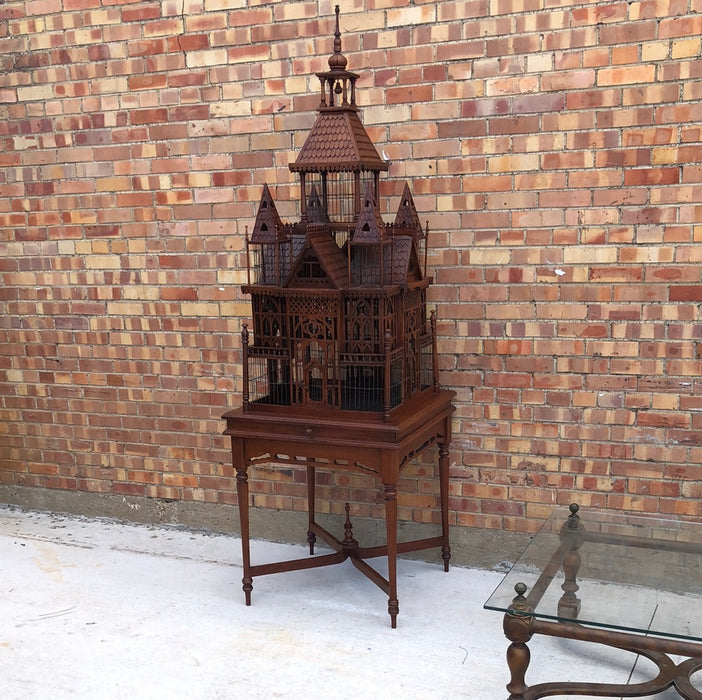 MAHOGANY VICTORIAN STYLE BIRD CAGE