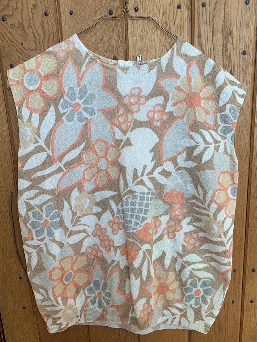 BEIGE ORANGE AND GRAY TROPICAL PRINT TANK TOP