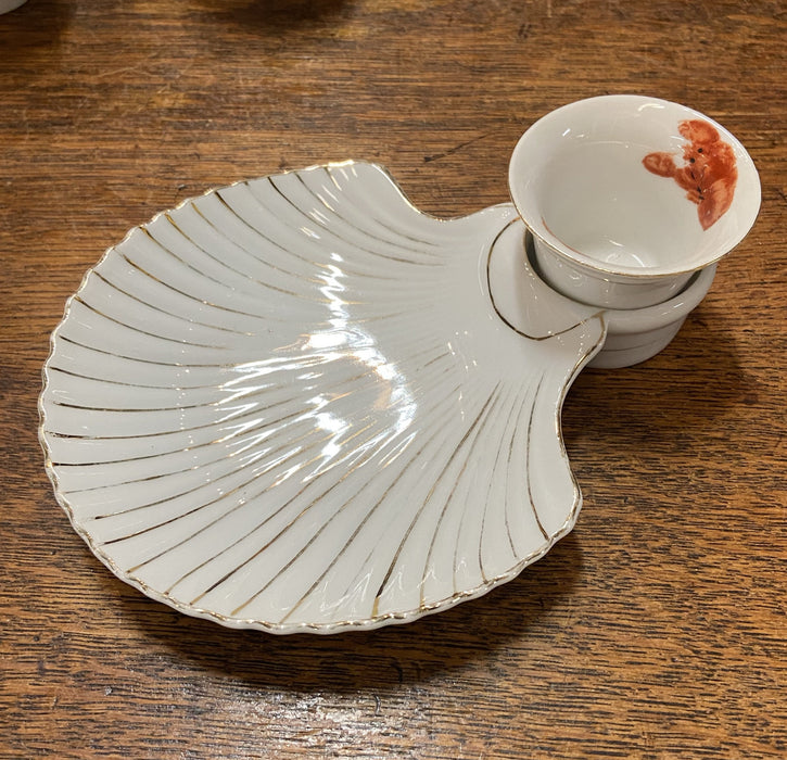 SET OF 12 SHELL DISHES AND DIPPING CUPS FOR SEAFOOD