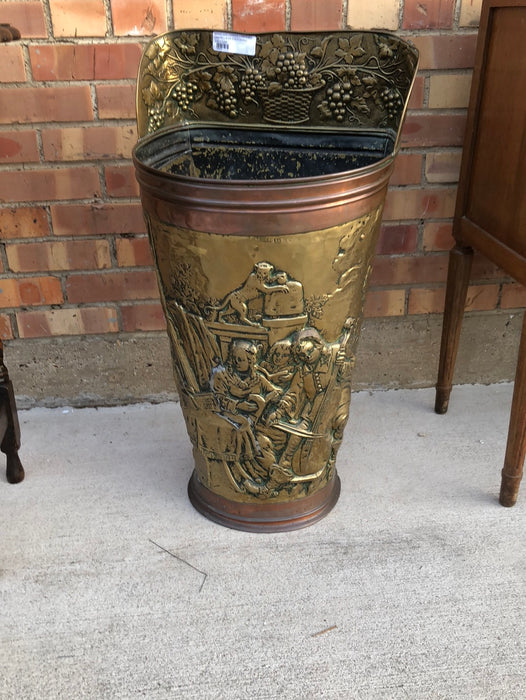 BRASS AND COPPER EMBOSSED UMBRELLA OR STICK STAND