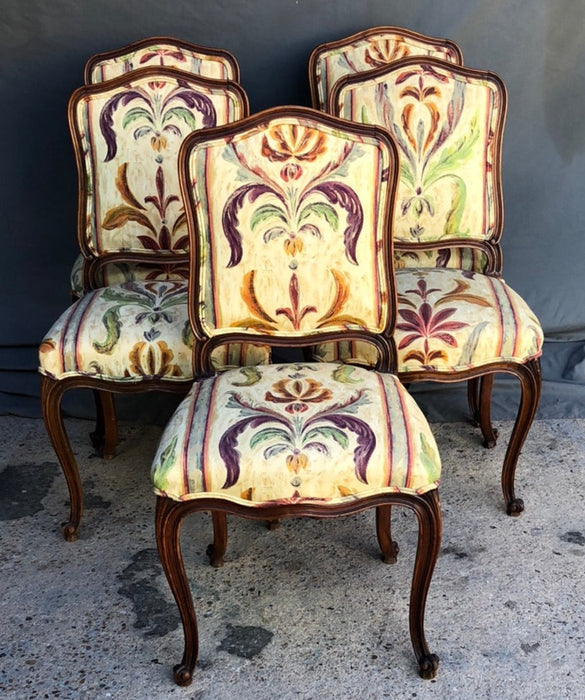 SET OF 5 LOUIS XV CHAIRS WITH YELLOW UPHOLSTERY - AS FOUND