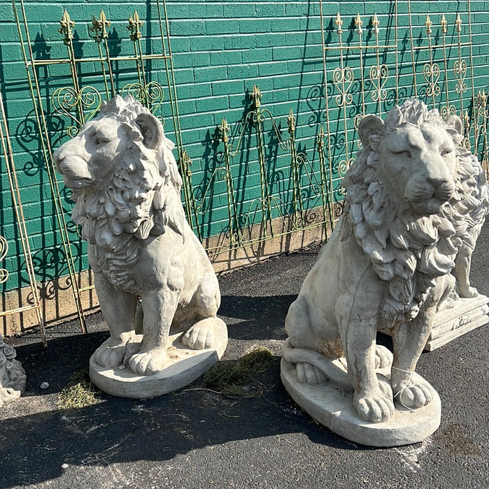 PAIR OF TALL CONCRETE LIONS