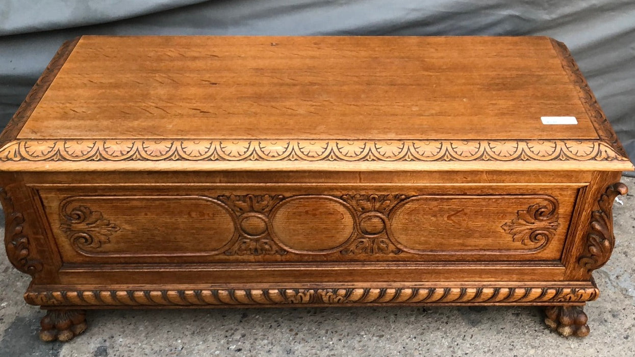 PAW FOOT OAK CARVED COFFER