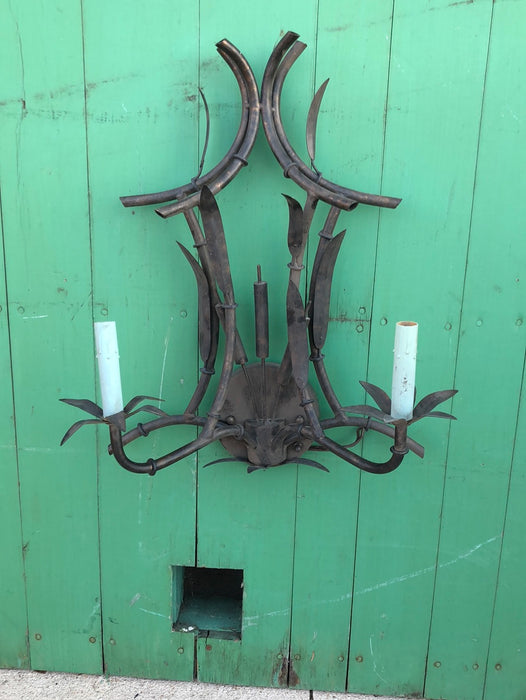 PAIR OF FAUX BAMBOO METAL SCONCES