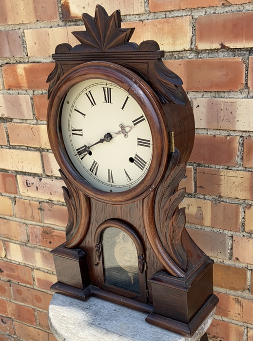 VICTORIAN MAHOGANY SHELF CLOCK WITH ROUND FACE - AS IS