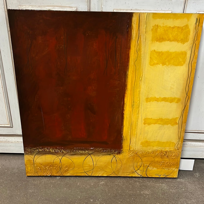 LARGE SQUARE ABSTRACT OIL PAINTING BY GEOFF HAGAR