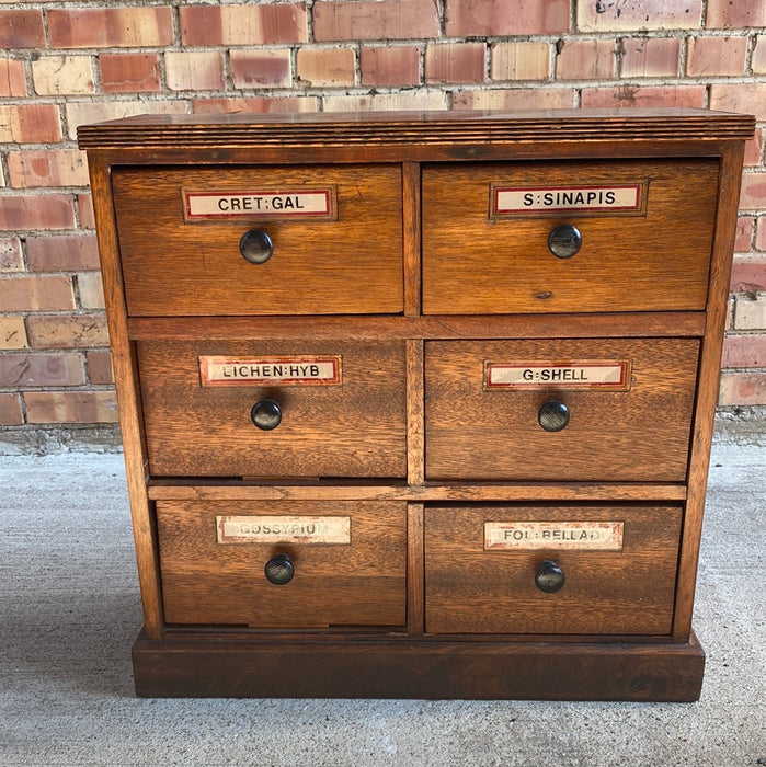 SMALL SIX DRAWER APOTHECARY CABINET