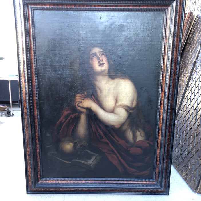 LARGE 18TH CENTURY MARY MAGDALENE OIL PAINTING ON CANVAS IN 20TH C, FRAME