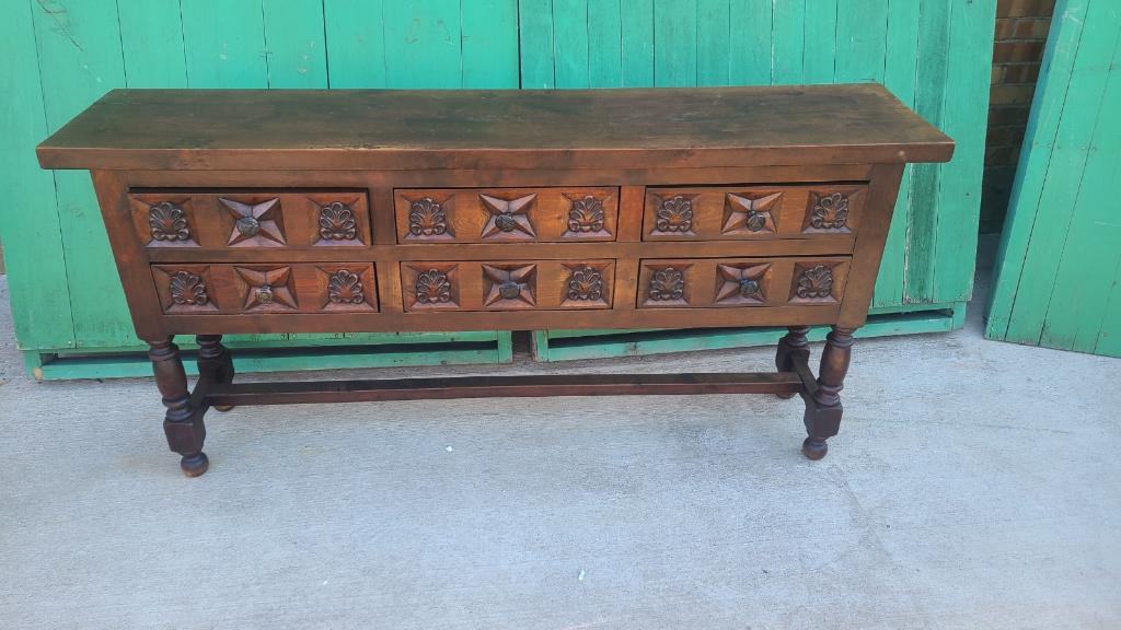 DARK ALDER RUSTIC CONSOLE TABLE WITH DRAWER