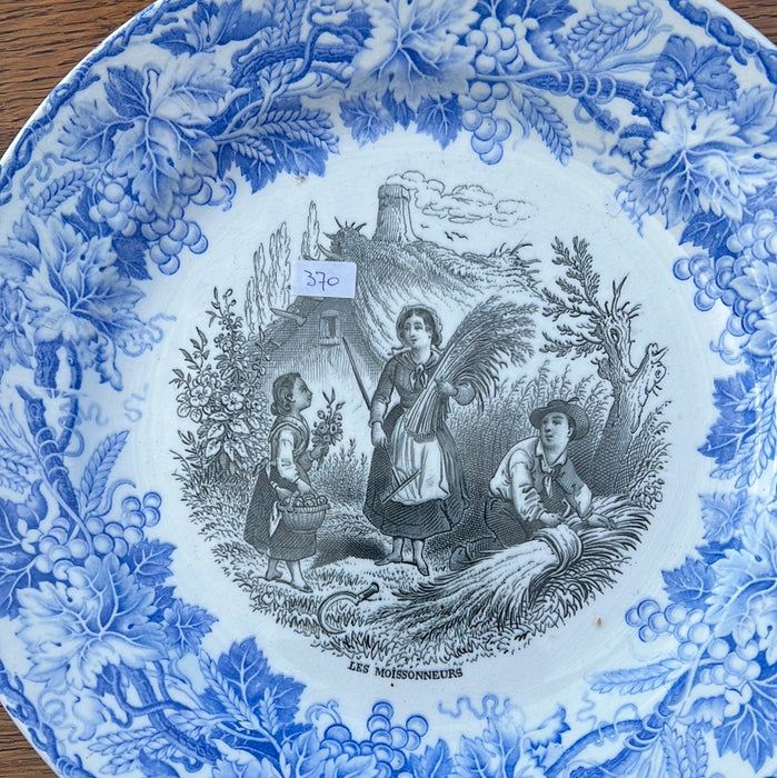 BLUE AND BLACK TRANSFERWARE IRONSTONE PLATE - EACH