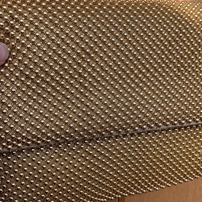 GOLDEN BEADED PURSE WITH LONG STRAP